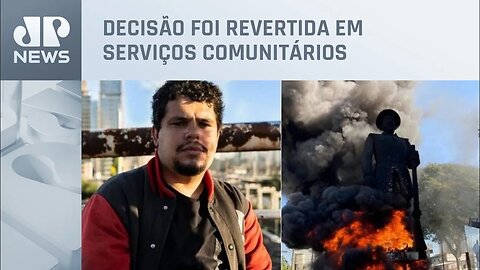 Motoboy que incendiou estátua de Borba Gato em 2021 é condenado em SP