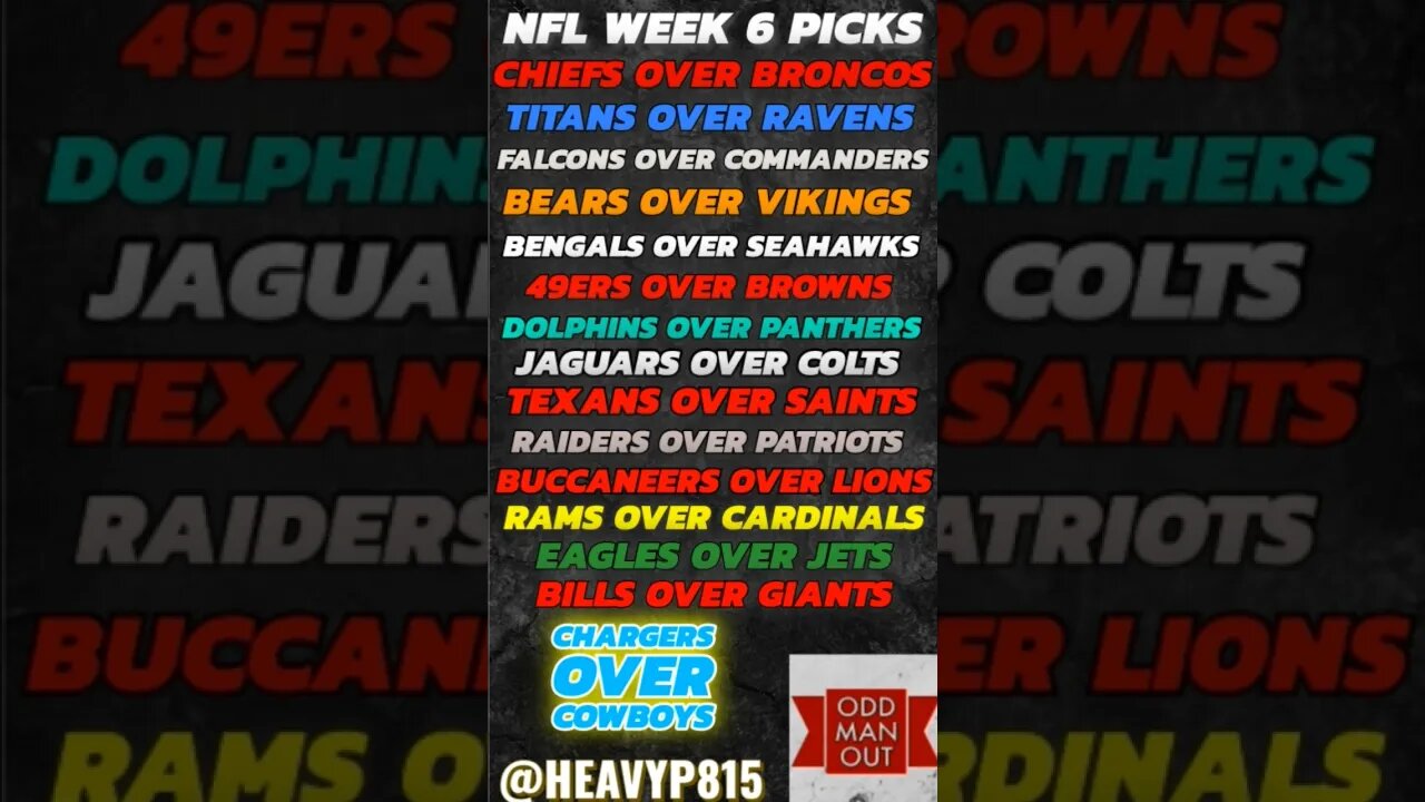 NFL Week 6 Picks! #nfl #nflpicks #footballpicks