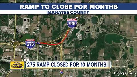 I-75 ramp in Manatee Co. to close for 10 months for construction project