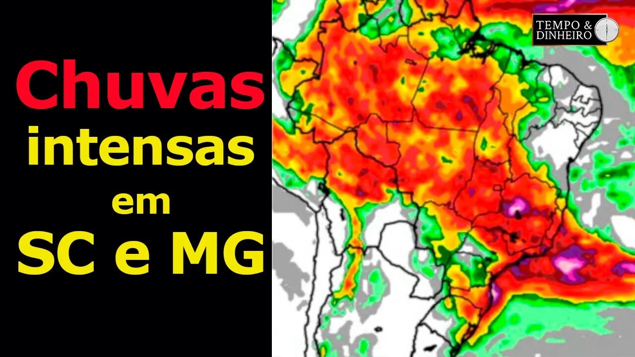 Chuvas intensas em MG e SC e frio em Curitiba