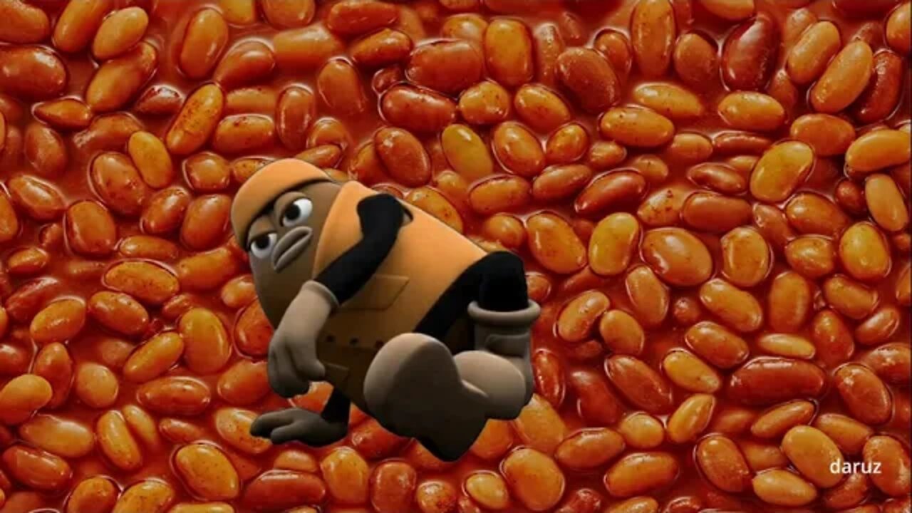 Bean dancing to beans music with beans background