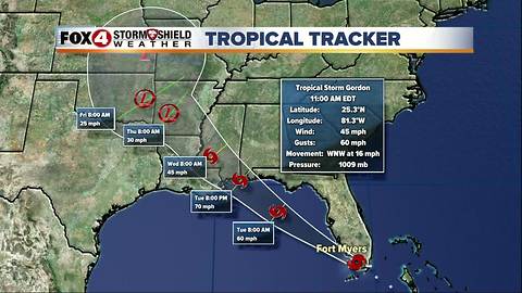 Tropical Storm Gordon - 1pm Monday update