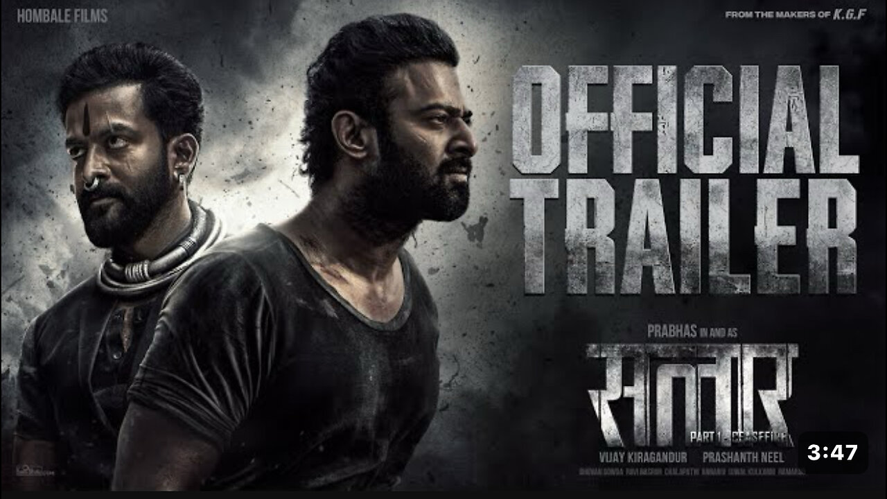 SALAAR MOVIE TRAILER | PRABHAS | SRUTHI HASSUN | PRASANTH NEEL #kgf