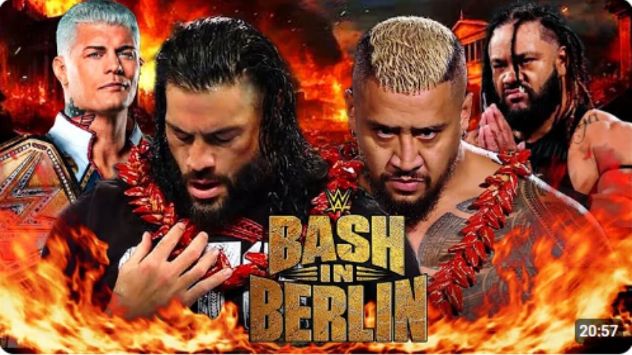 Roman Reigns & Cody Rhodes vs Solo Sikoa & Jacob Fatu WWE Bash in Berlin Tag Team - FULL MATCH