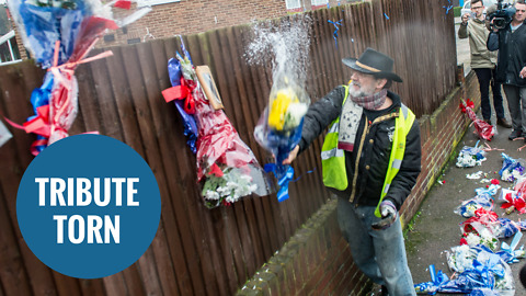 A very angry man has torn down the tributes to Henry Vincent