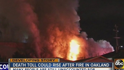 Death toll on the rise in Oakland warehouse fire