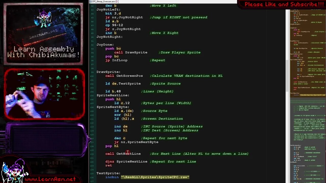 Bitmap movement with Overscan on the CPC! - Z80 Lesson S38