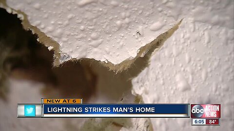 Lightning breaks through ceiling of Hillsborough County man's home