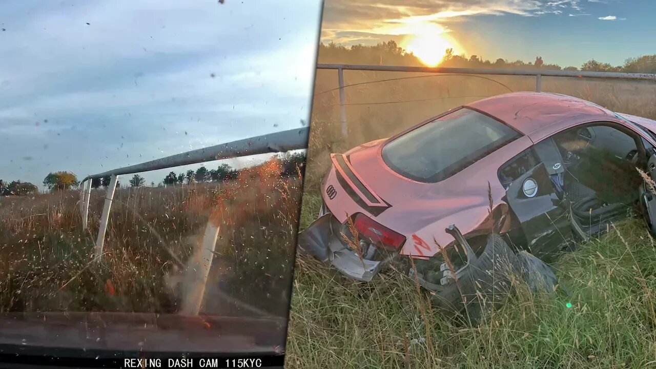 FOOTAGE OF MY AUDI R8 CRASH... (dashcam)