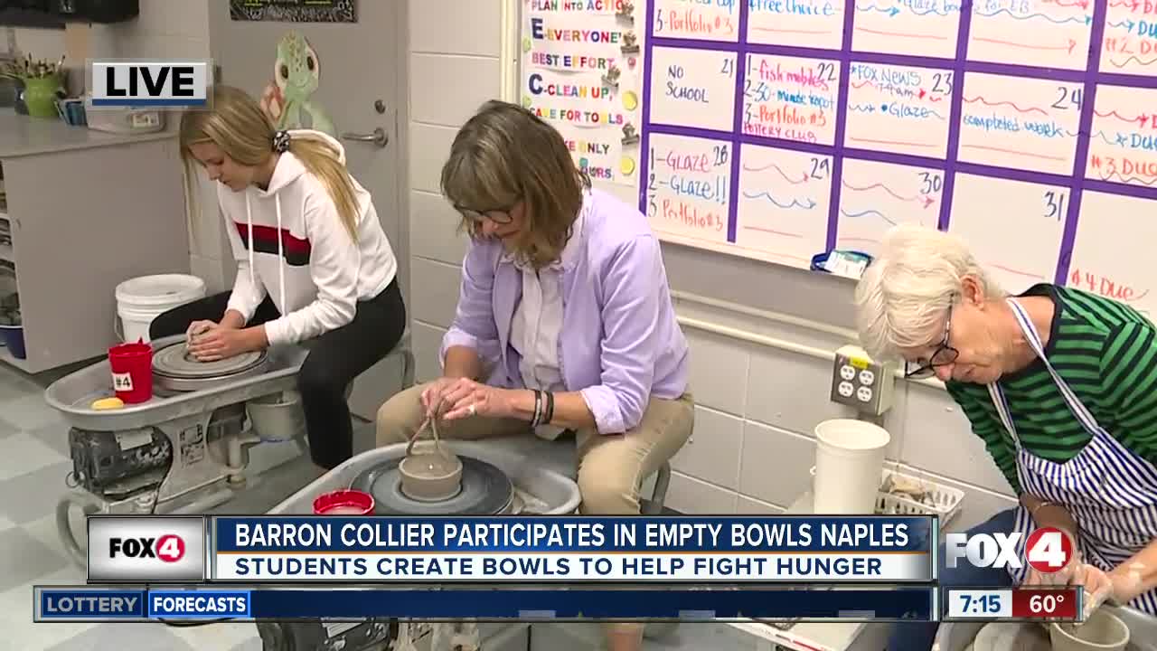 Barron Collier High School students create bowls to help fight hunger through local event