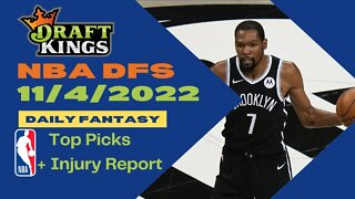 Dreams Top Picks for NBA DFS Today Main Slate 11/4/2022 Daily Fantasy Sports Strategy DraftKings