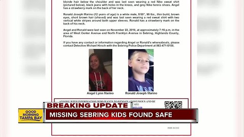 Police: 2 missing, endangered children last seen in Sebring located day after Thanksgiving