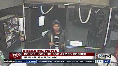 Police search for man who robbed business at gunpoint near Nellis, Flamingo