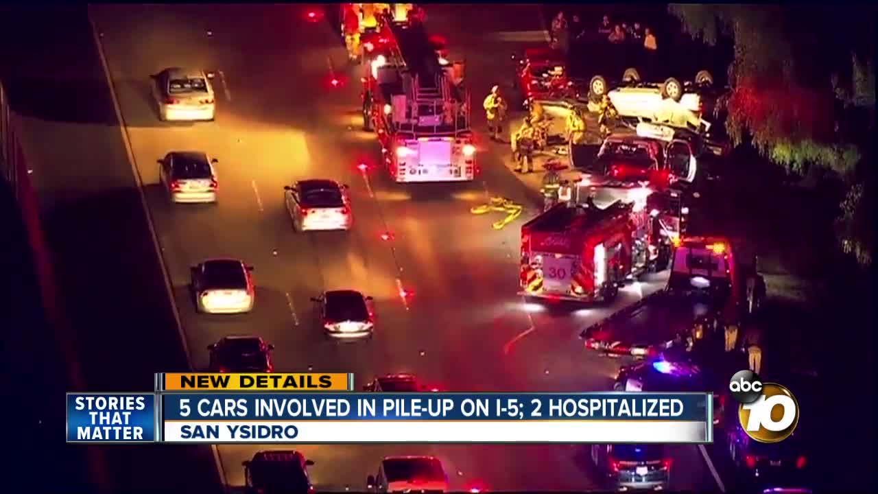 Multi-vehicle wreck on I-5 sends at least 2 to hospital