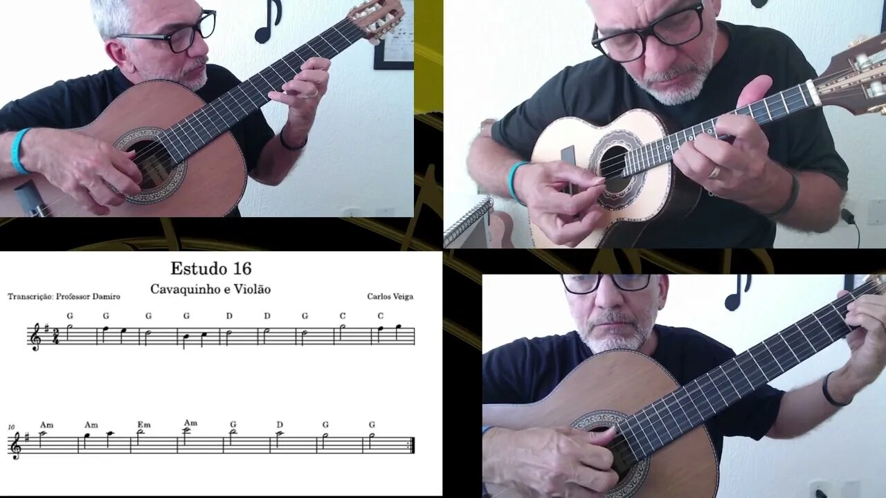 Estudo 16/20 de partitura para cavaquinho e violão