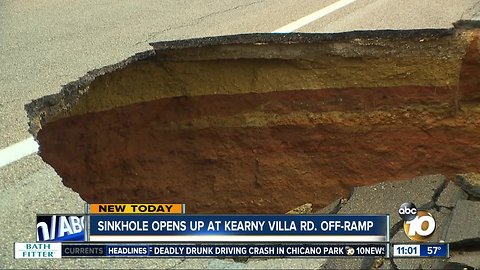 Sinkhole opens off I-805