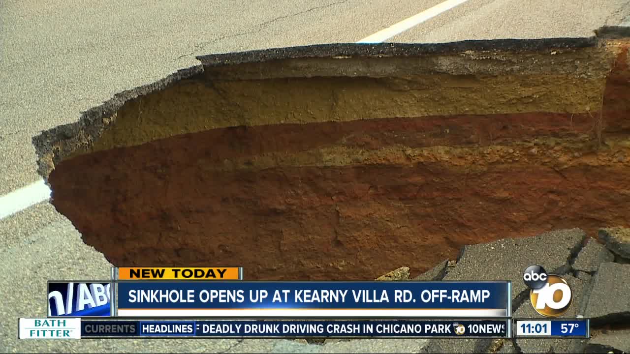 Sinkhole opens off I-805