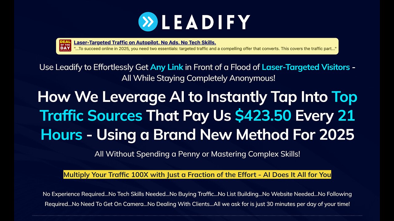 Leadify Overview: Anonymous Link Promotion to Laser-Targeted Audiences.