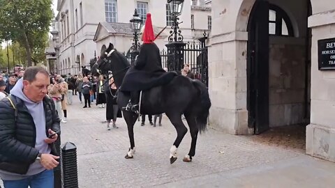 Man preaching Jesus spooks the kings guard horse #horseguardsparade