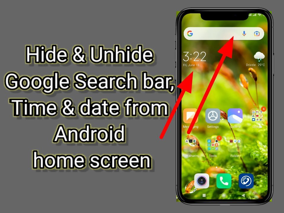 Add or remove Google search bar and Date android home screen