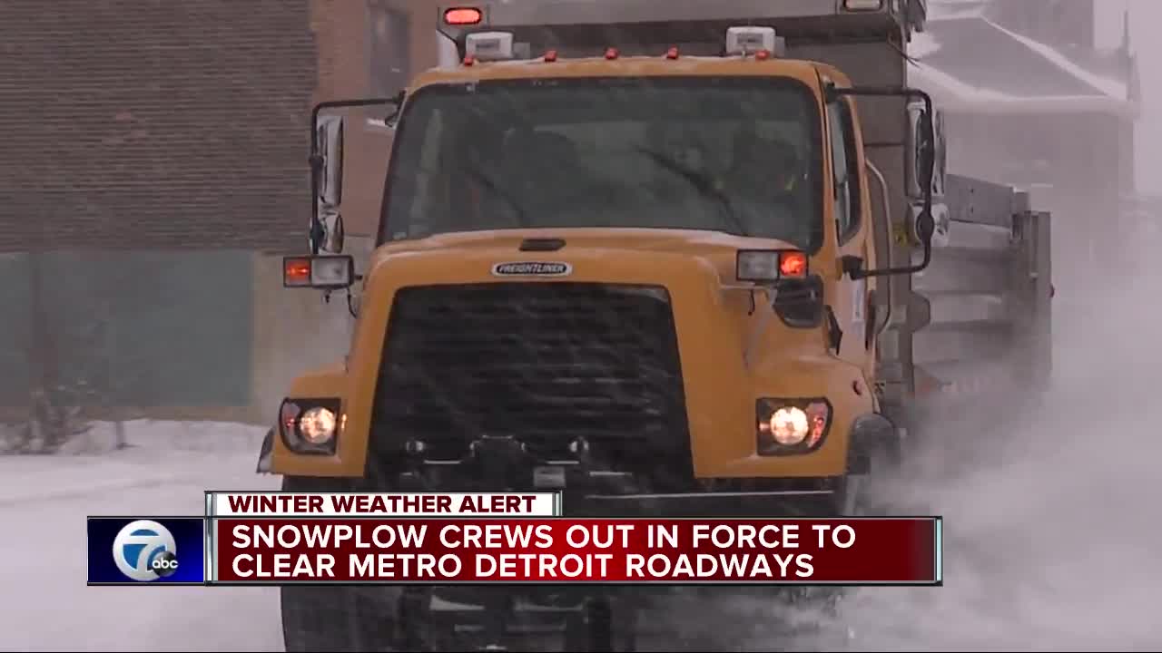 Snowplow crews are out in full force clearing Metro Detroit roads