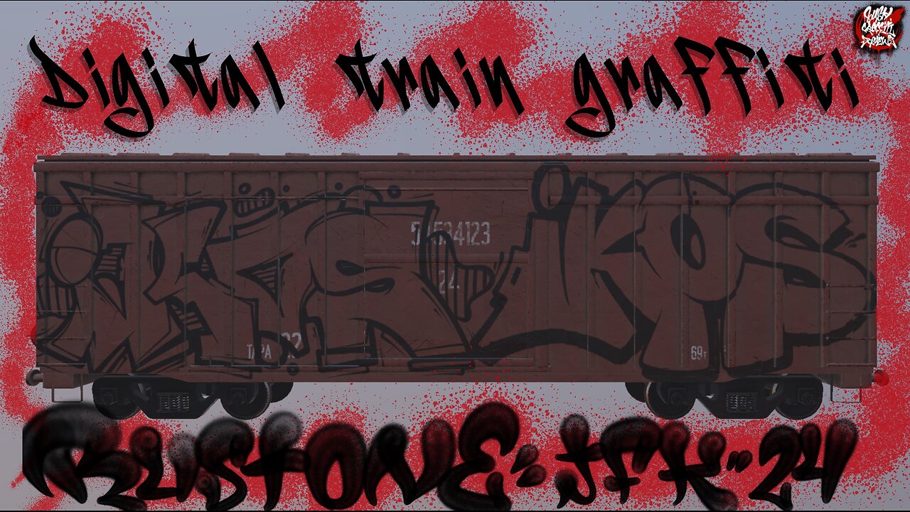 Digital graffiti letters on a 3d train canvas and graffiti tagging