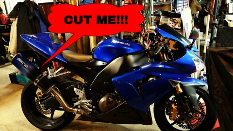 Time to cut down that ugly long muffler on the Ninja zx10r