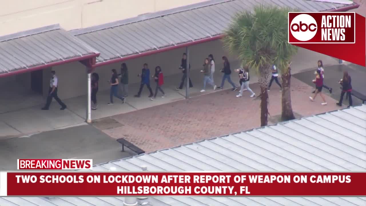 Action Air 1: Two Hillsborough Co. schools on lockdown after report of weapon on campus