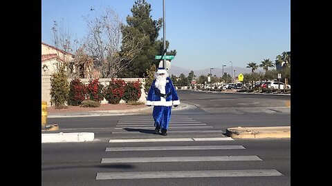 Santa in the crosswalk