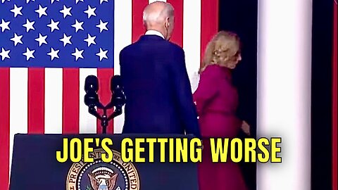 Jill had to ESCORT a FEEBLE JOE BIDEN off the stage after his latest Speech