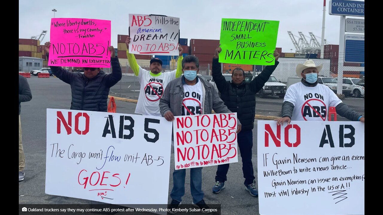 Truckers at Oakland Protest Say ‘cargo won’t flow until AB5 goes’