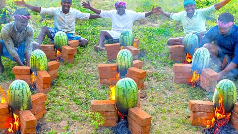 WATERMELON CHICKEN | Chicken Cooked in Watermelon Fruits | Country Chicken Gravy in Watermelon