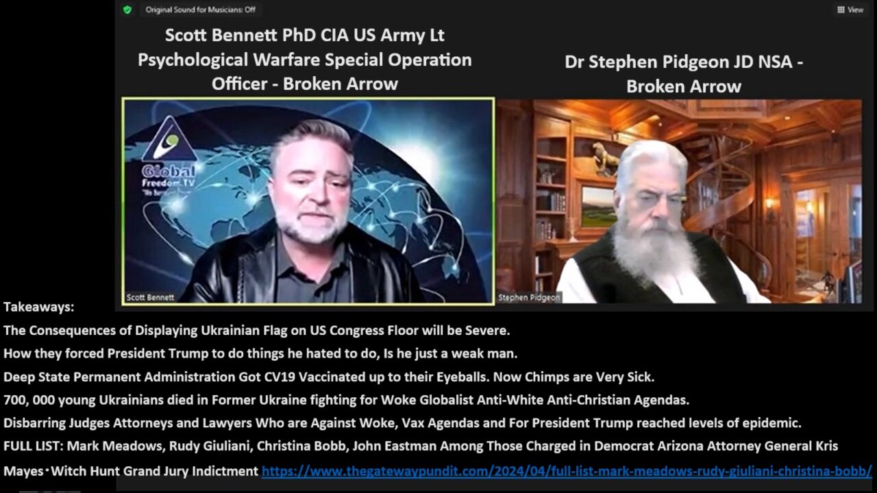 Dr Bennett CIA w/ Dr Pidgeon NSA: Inside of US and Israeli Regimes. In 2020 Every FBI Agent Committed Treason, All Should be Executed.