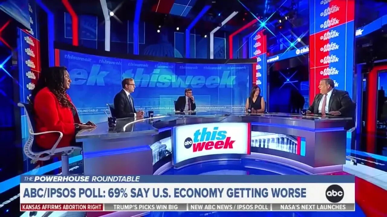 Chris Christie is incredulous with his colleagues at ABC as they celebrate Biden's wins - 8/8/22