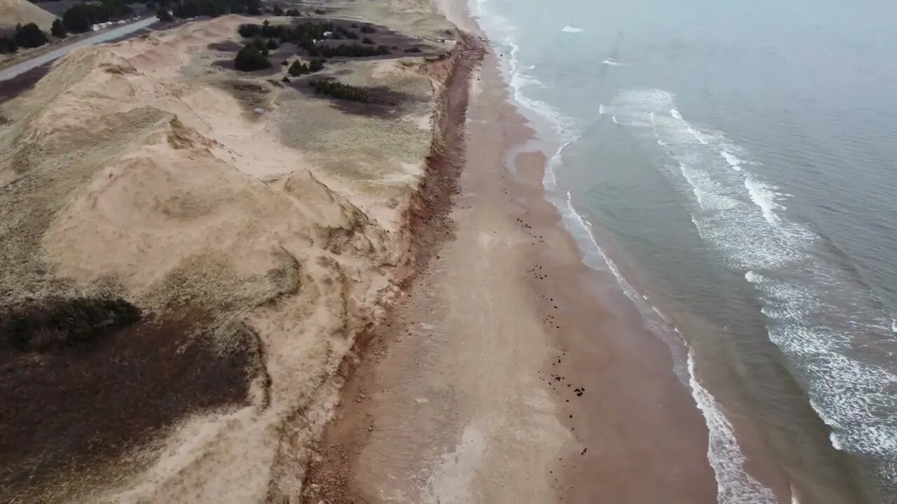 Flying out of fog to the Beach