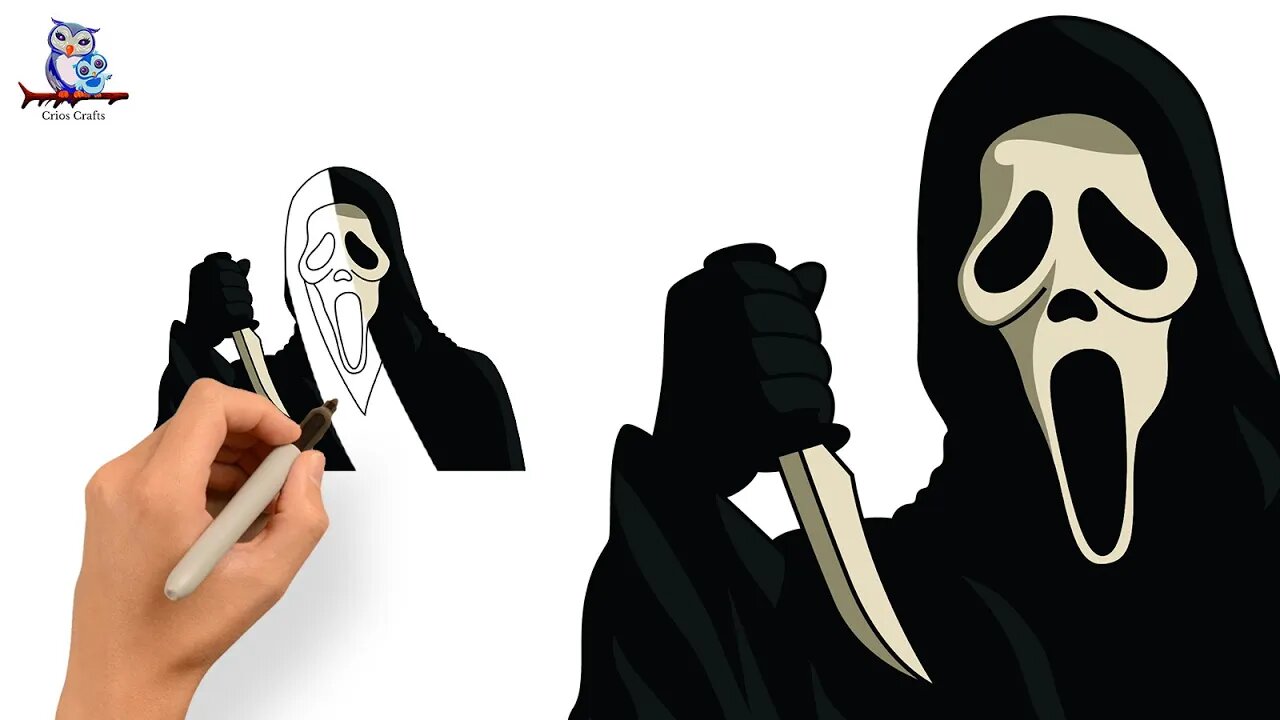 How To Draw Ghostface Scream Step by Step - Tutorial