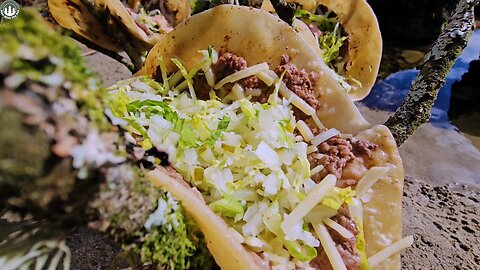 Taco Burger | Cooking on the Beach (ASMR, RELAXING SOUNDS, CAMPING)