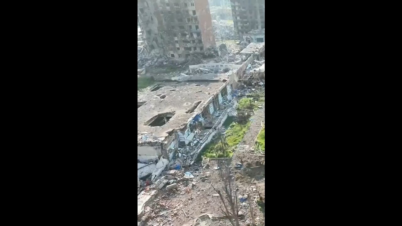 Drone View from above Bakhmut, Ukraine. Reportedly today.