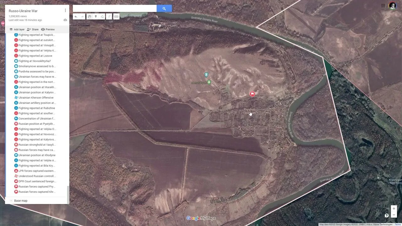 [ Izyum Front ] Russian forces captured Pryshyb (east of Svyatohirsk)