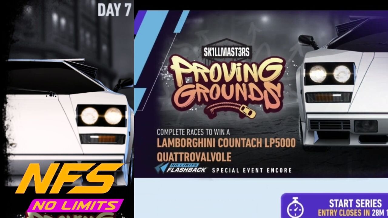 NFS No Limits: "PROVIDING GROUNDS" Day 7 | Lamborghini Countach LP5000 Quattrovalvole Challenge!
