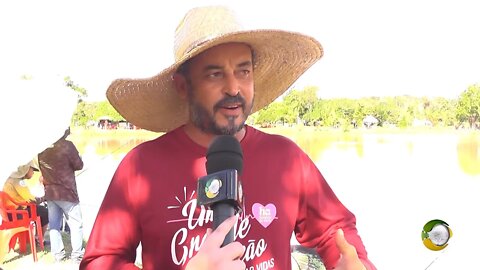 Vereador Jeremias parabeniza os organizadores do Torneio de Pesca, no Pesque Pague Pantanal