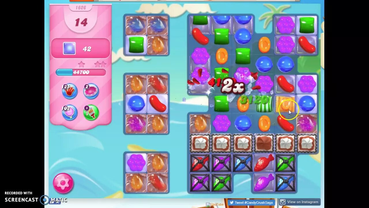 Candy Crush Level 1626 Audio Talkthrough, 1 Star 0 Boosters