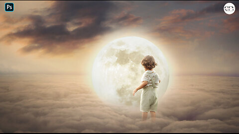 Create Dramatic & Fantasy Moon & Boy Photoshop Manipulation