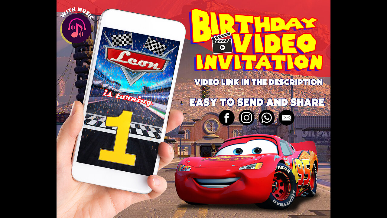 Pixar's Cars - Birthday Video Invitation