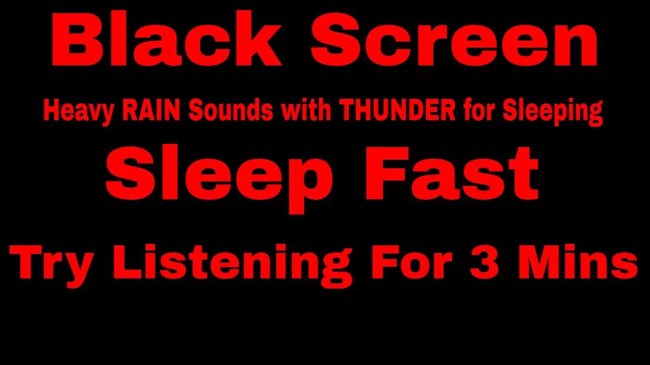 Heavy RAIN Sounds with THUNDER for Sleeping BLACK SCREEN - Stress Relief for Relaxing Sleep