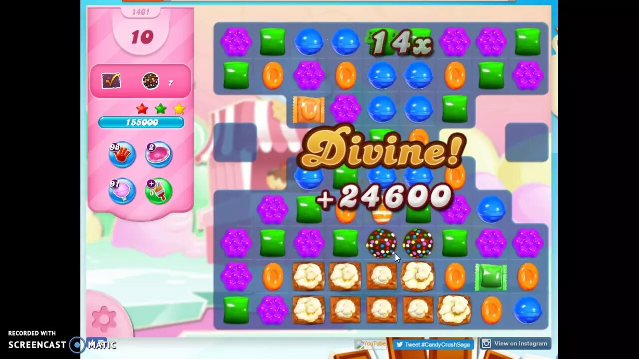 Candy Crush Level 1401 Audio Talkthrough, 3 Stars 0 Boosters