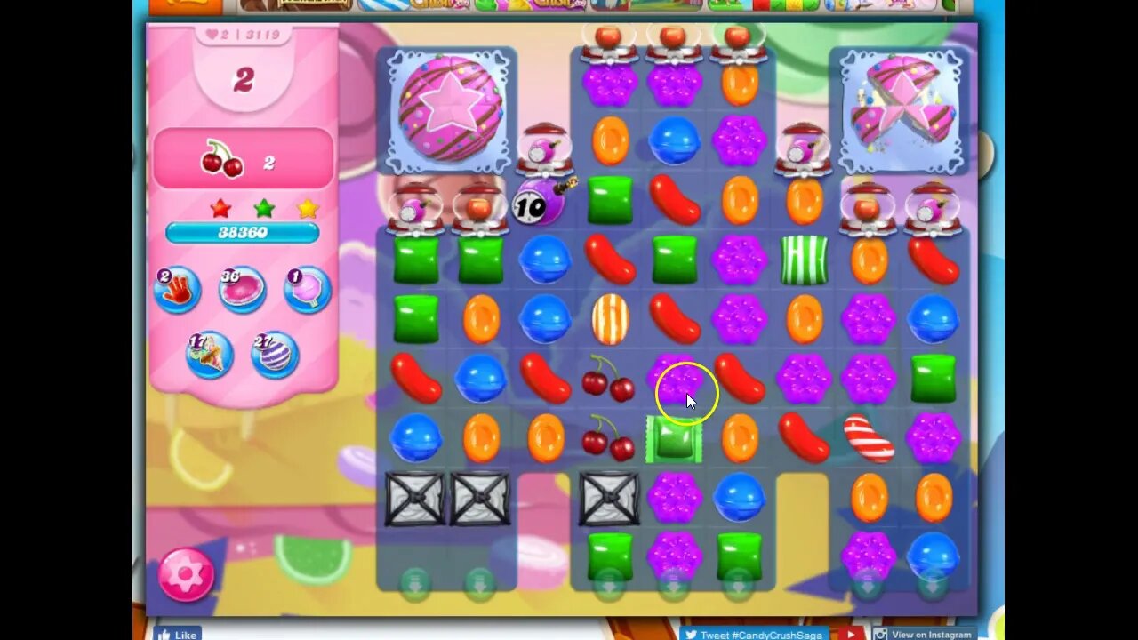 Candy Crush Level 3119 Talkthrough, 16 Moves 0 Boosters