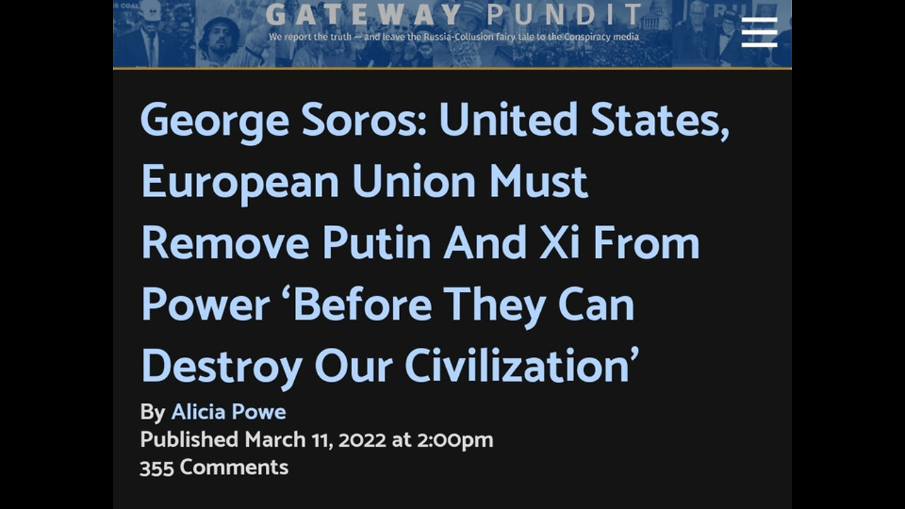 Ukraine Head of the Snake, Soros Demands Putin & Xi Be Destroyed, Rumors of Queen's Death