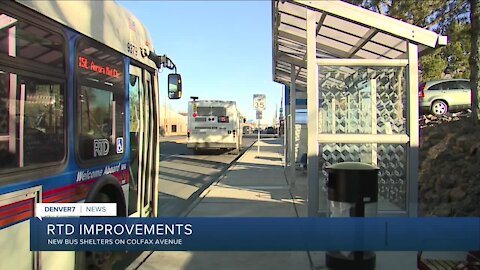 New bus shelters on Colfax Avenue for RTD