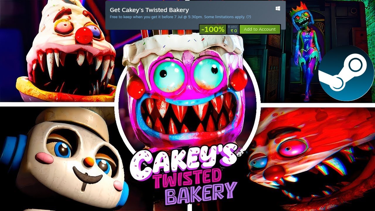 Free Game ! Cakey's Twisted Bakery ! Steam ! before 07 July 2024 @ 05 30 pm IST